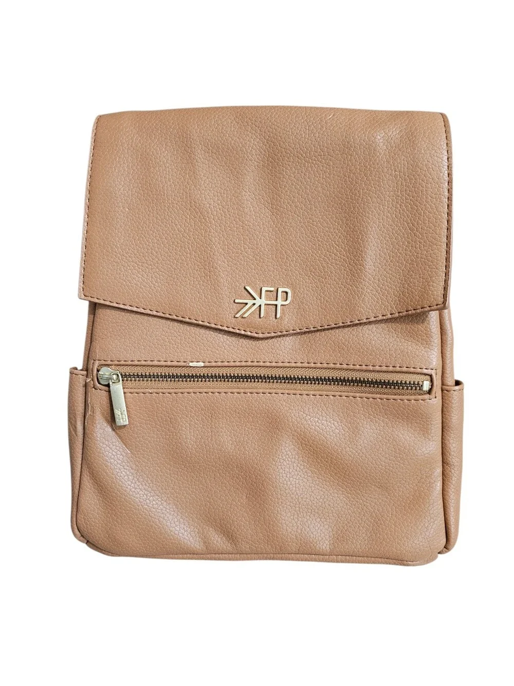 Freshly Picked Camel Pebbled Leather Mini Backpack Gold Hardware Designer - Picture 2 of 10